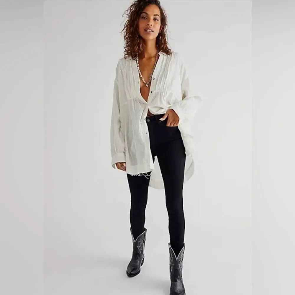 * Free people black denim skinny jeans